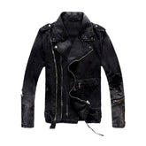 Chaqueta vaquera de motociclista desgastada para hombre